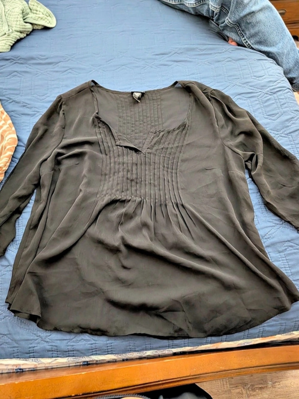 Torrid Peasant-Sleeve Pintuck Blouse Sheer Black